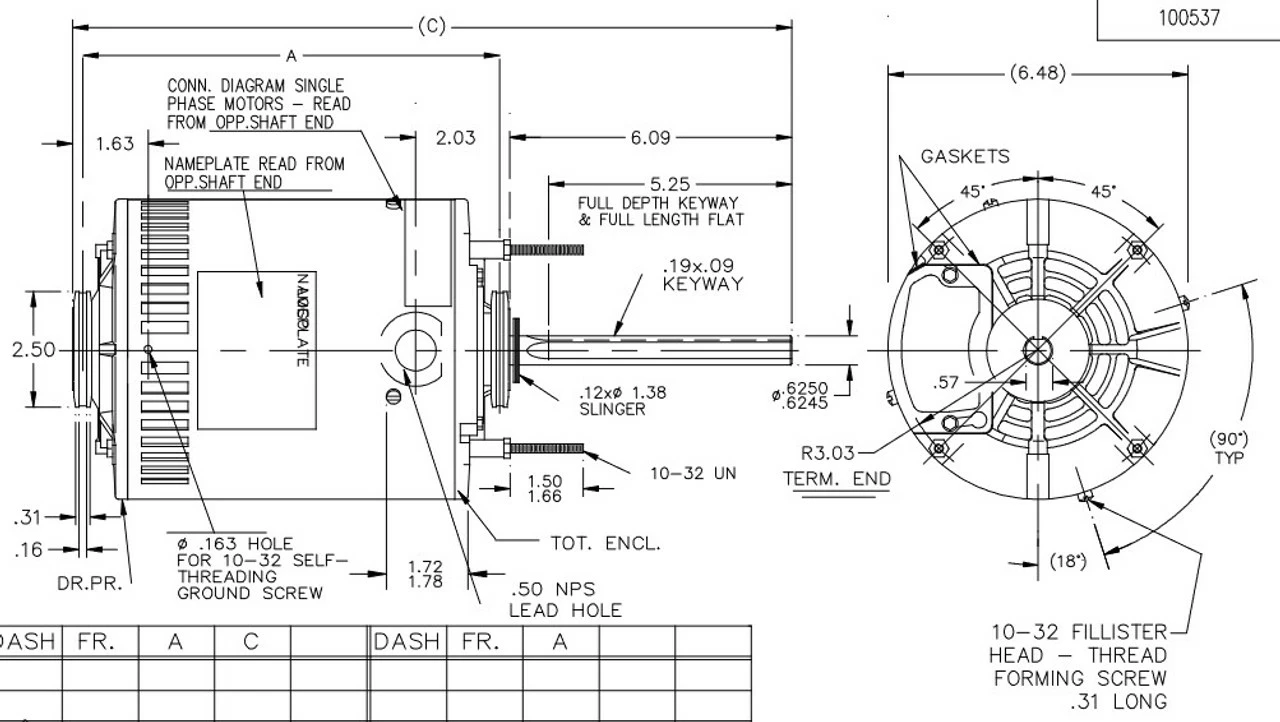 X207 Marathon 3/4 Hp 208-230/460V 1075 RPM OPAO (no Base) 56Z Frame Condenser Fan Motor - Image 4