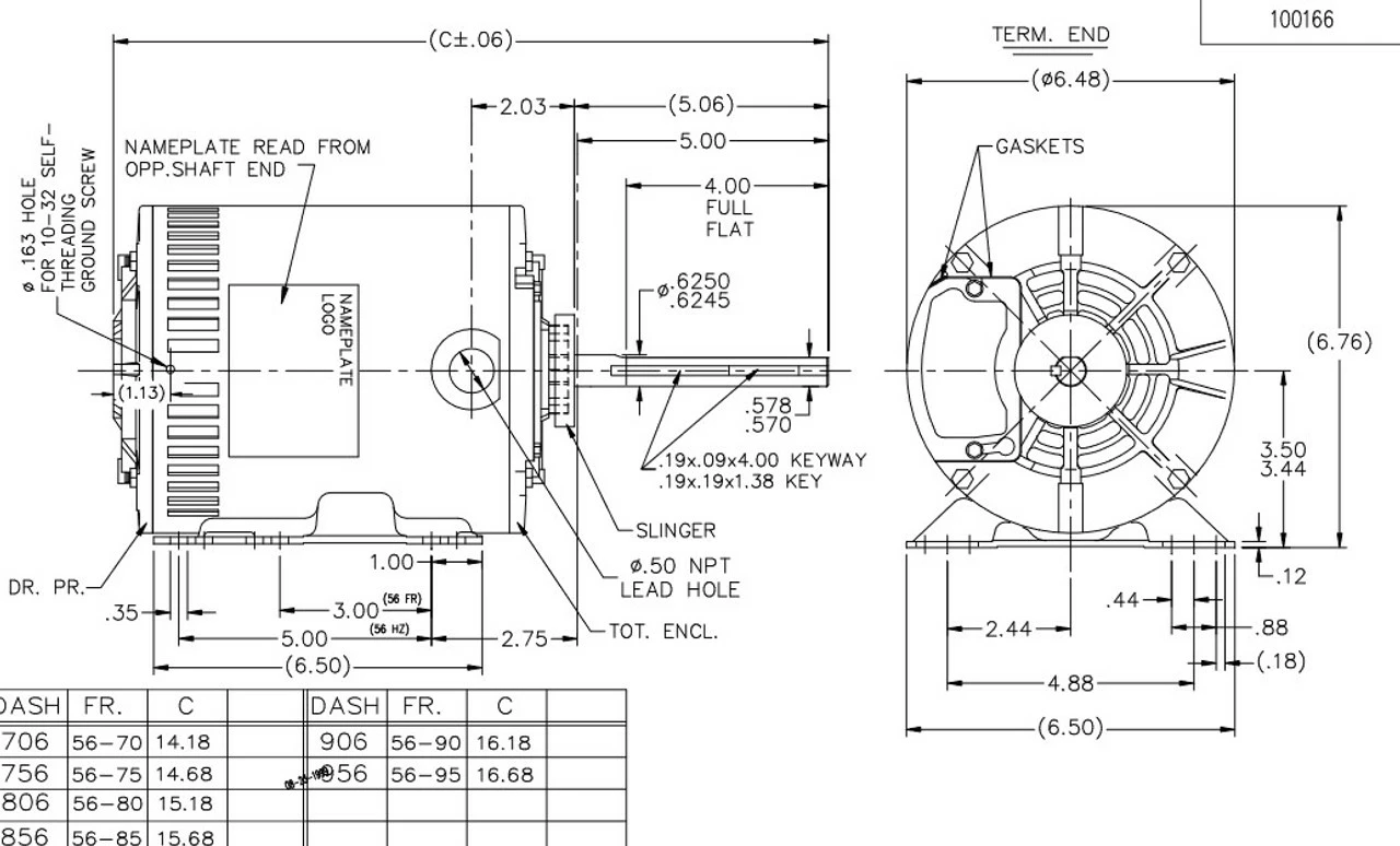 X523 Marathon 1 1/2 Hp 3-phase 208-230/460V 1140 RPM OPAO 56HZ Frame Condenser Fan Motor - Image 4