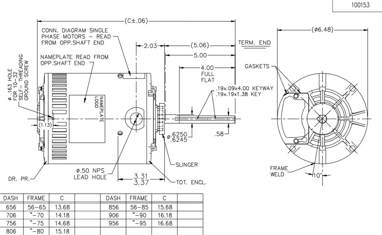 X524 Marathon 1 1/2 Hp 3-phase 575V 1075 RPM OPAO 56Y Frame Condenser Fan Motor - Image 4