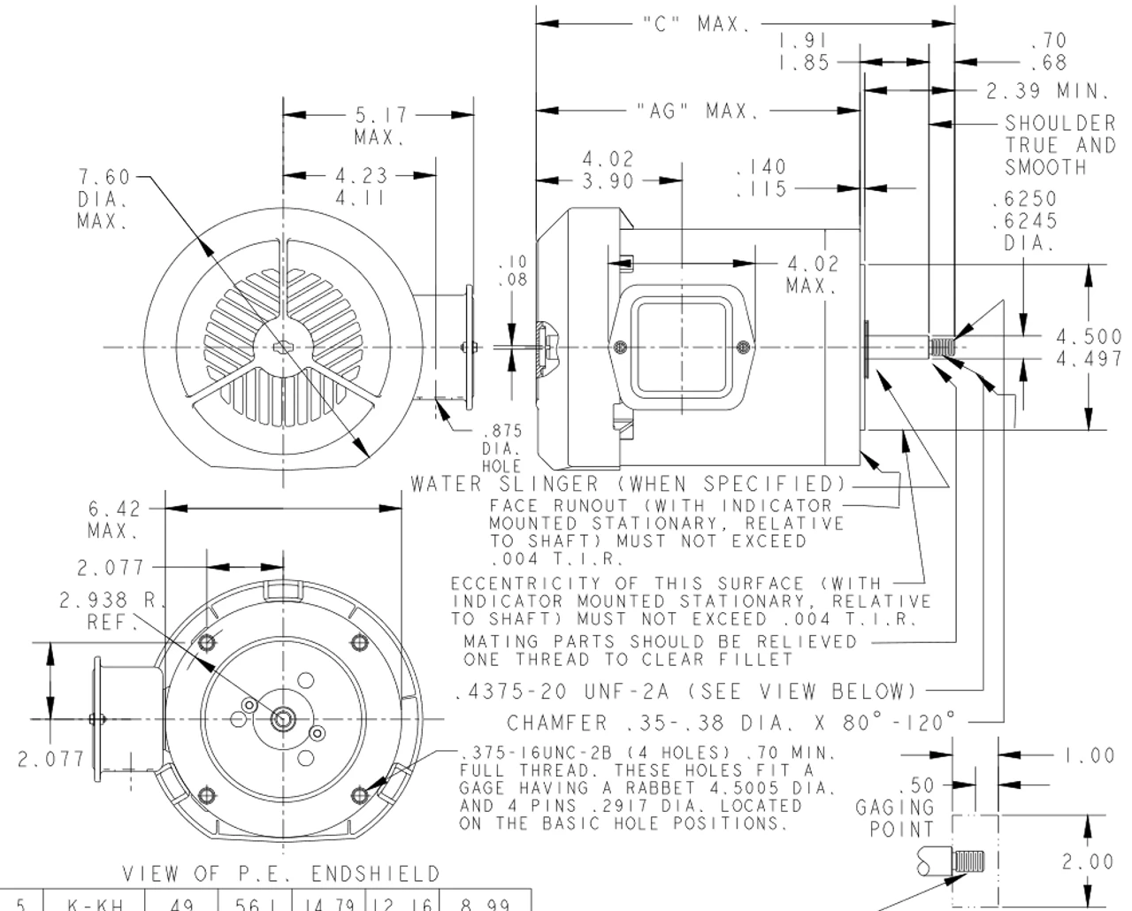 K550 Marathon 1/2 Hp 3-Phase Jet Pump Motor 1800 RPM 208-230/460V TEFC 56J Frame (rigid Base) - Image 4